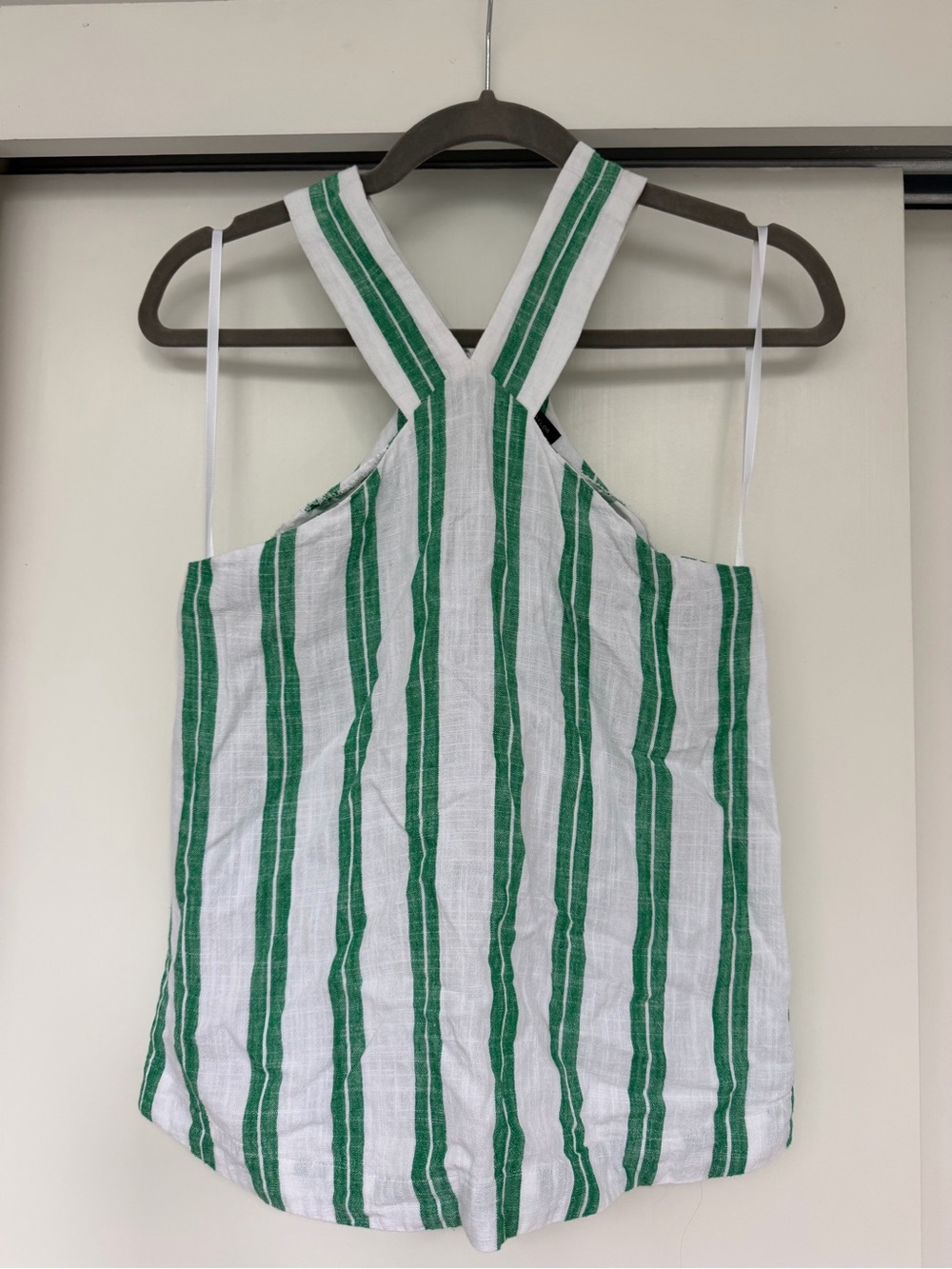 Ann Taylor White & Green Striped Tank